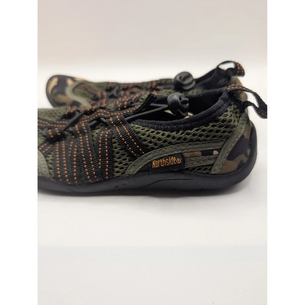 Northside Kids Camo Water Shoes Mesh Bungee Aqua Socks Green Brown Size 12